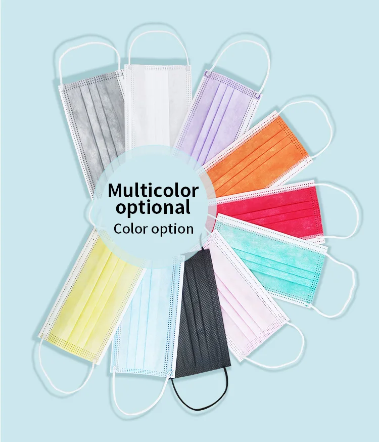 ASTM Level 1 Non-woven 3 Ply Adjustable Safety Masks 50Pcs Medical Supplies Black Disposable Face Masks WIth Earloops