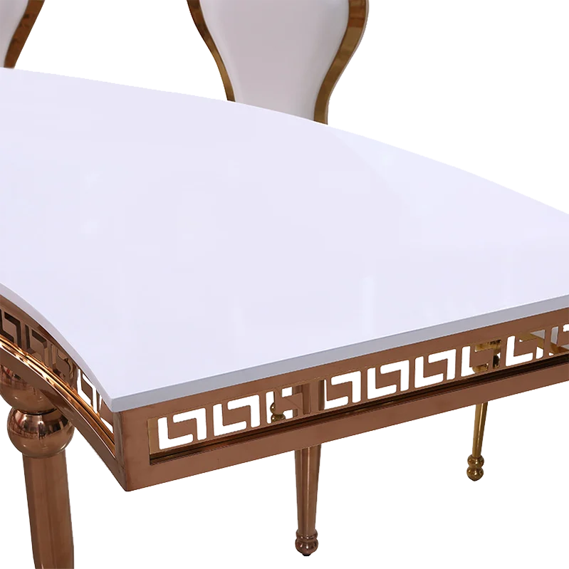 Stainless Steel Rose Gold Marble Desktop Circular-Banquet-Tables Wedding Party Event Circular Banquet Tables and Chairs