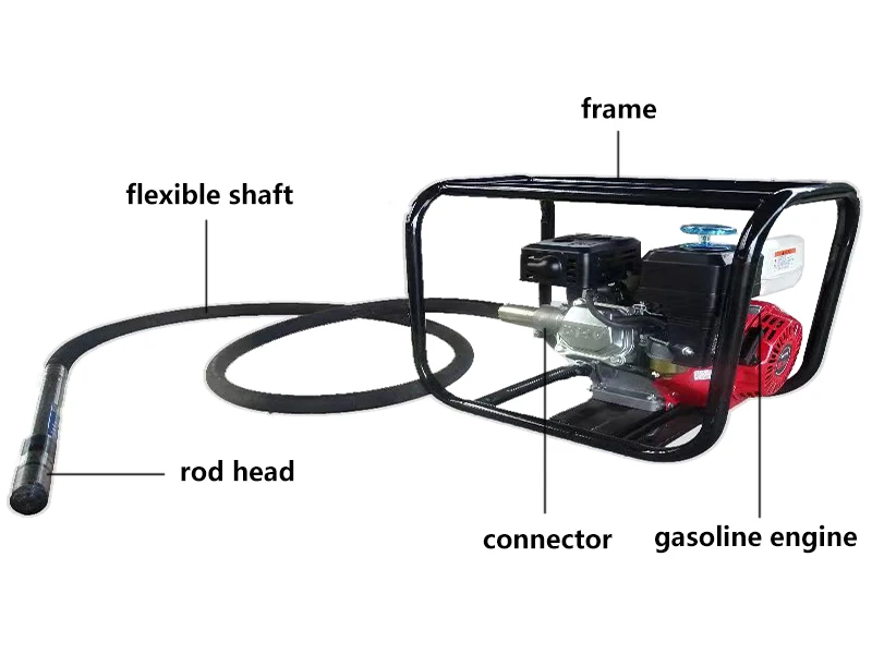 portable powerful gasoline gx160 engine with 4-8meter shaft needle concrete vibrator poker vibrating frame