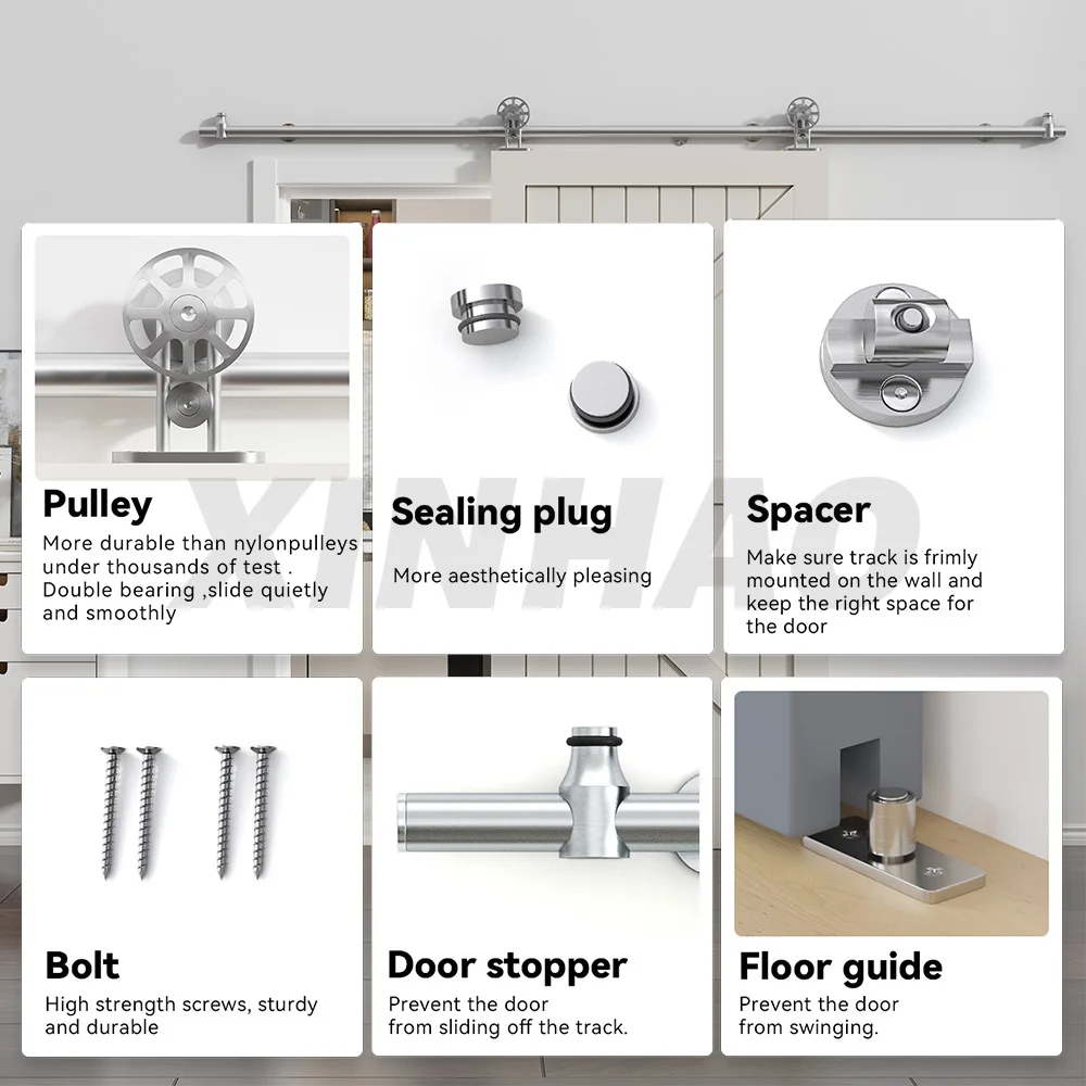 Big Wheel Stainless Steel Wholesale Sliding Barn Door Hardware Kit Suitable for wooden doors