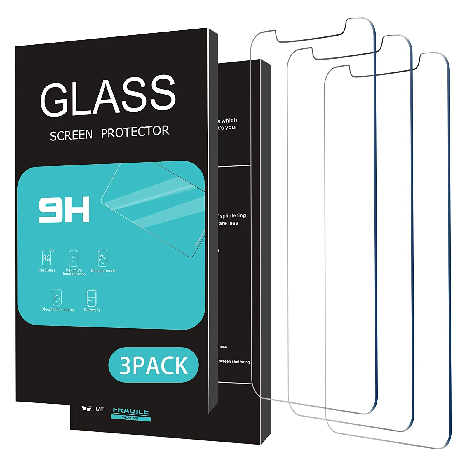 
6.1 INCH 3 PACK TEMPERED GLASS FOR SCREEN PROTECTOR IPHONE 12 