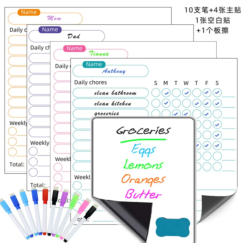 Wholesale custom magnetic calendar fridge magnet whiteboard magnetic chore chart whiteboard dry erase board