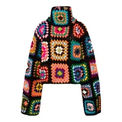 Turtleneck Winter Autumn Cropped Fashion Custom Crochet Hook Cotton Lace Fabric Machine Embroidery