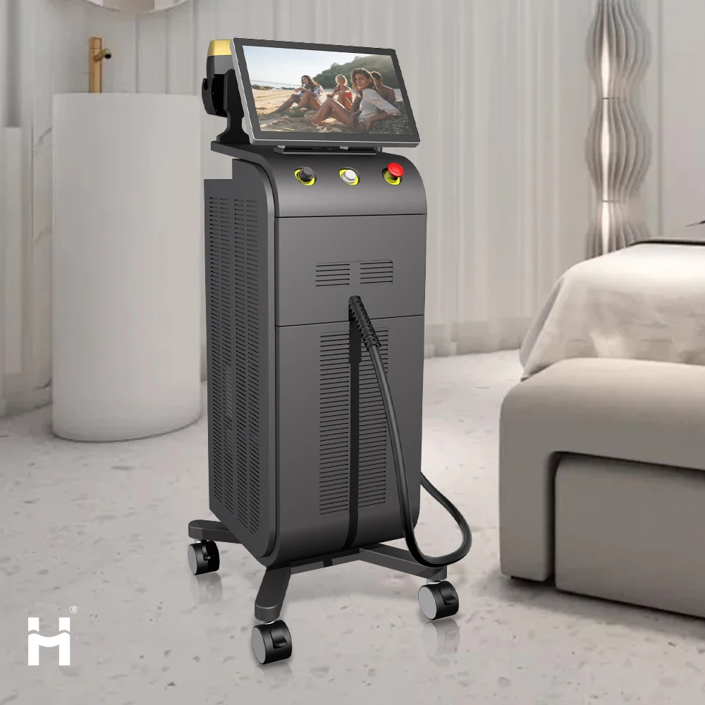 2024 Huamei 3 wavelength Titanium 808 nm Diode Laser 755 808 1064 Ice Platinum Diode Laser Epilator Epilation Machine for Sale