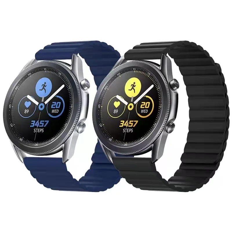 Dual Colored Silicone Magnetic Sport Watch Band  For Samsung Galaxy 20MM 22MM Smartwatch
