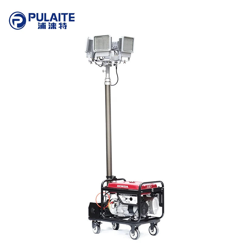 Mobile engine LED tower light telescopic mast pole pneumaticPowerful portable lighting tower Multifunction mobile