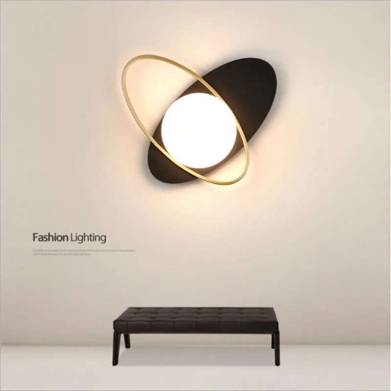 Modern simple bedside lamp interior decoration glass bedroom LED wall lamp