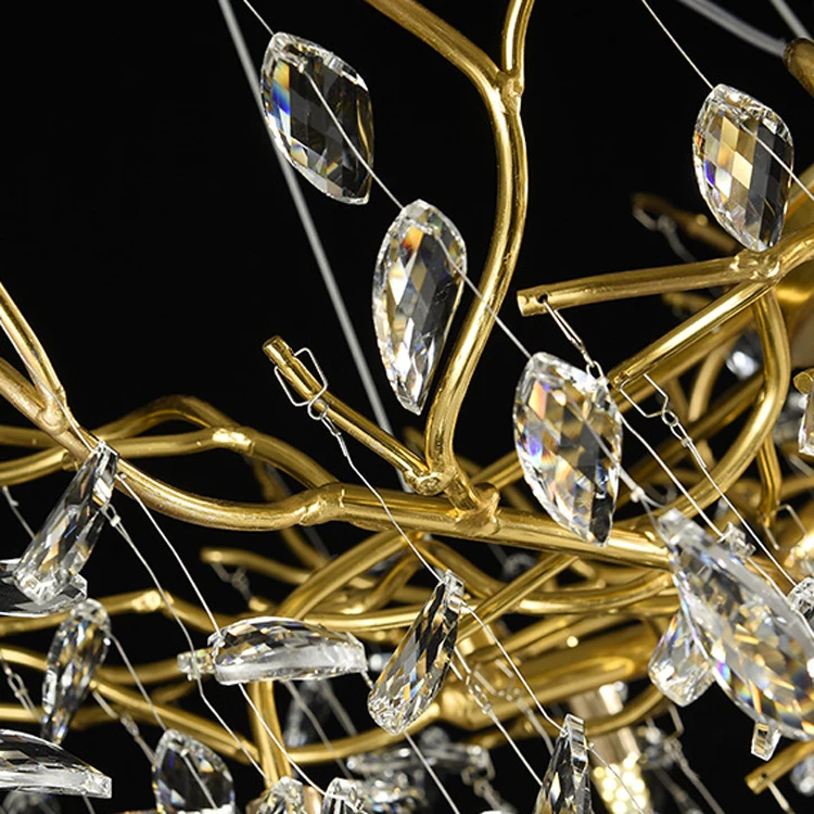 European Style Branch K9 Crystal Luxury Lamp Retro Metal Dining Chandeliers Lamp Pendant Light