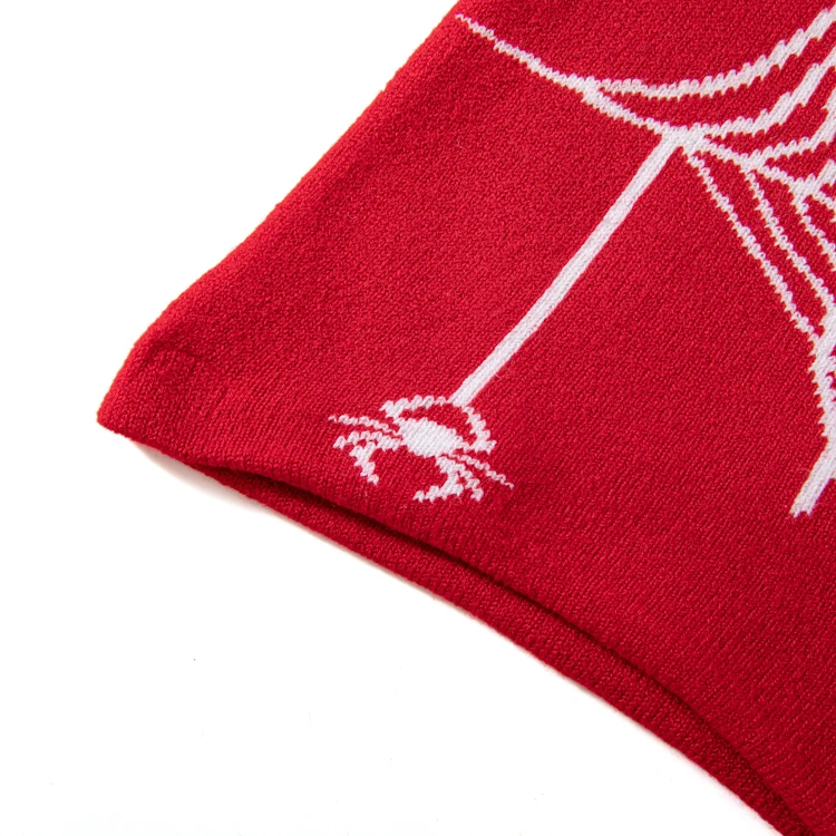 Thick Slouchy Knitted Beanies Y2k Acrylic Beanie Hat With Jacquard Spider Logo