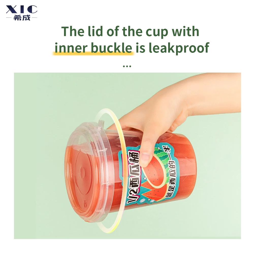 Hot Sales 1000ml Large Capacity Food Grade PP Beverage Barrels Beer Fresh Juice Plastic Bucket With Flat Lid and Handle