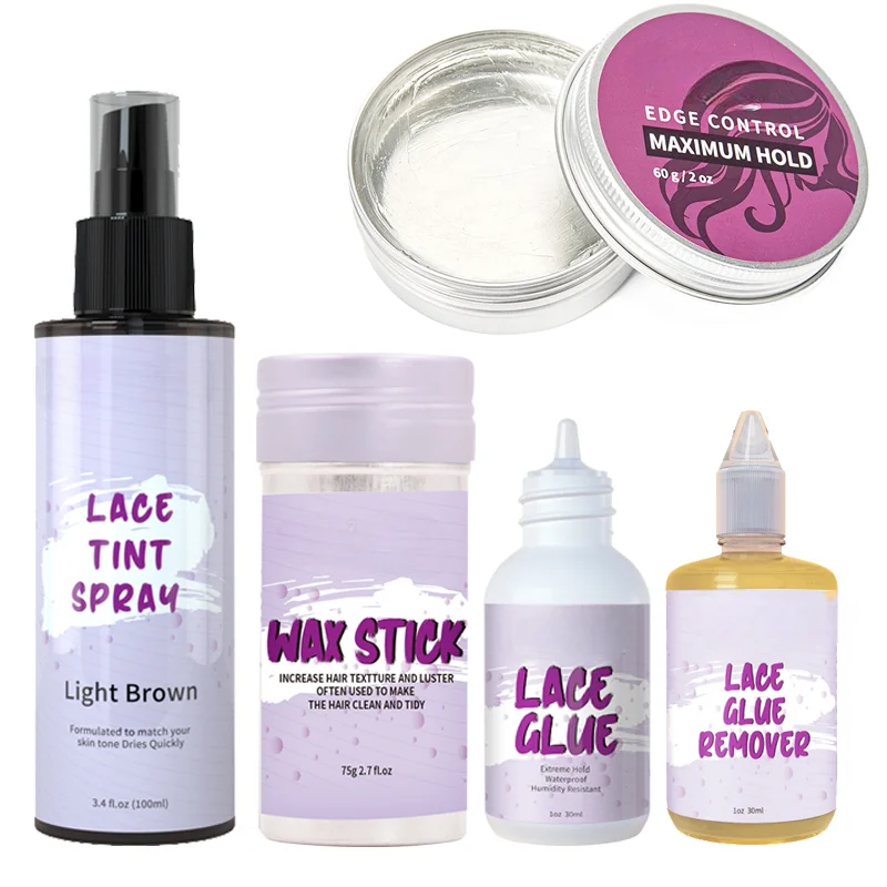 private label custom clear hair kit sets adhesive waterproof extreme super strong hold latex free lace glue for frontal wig