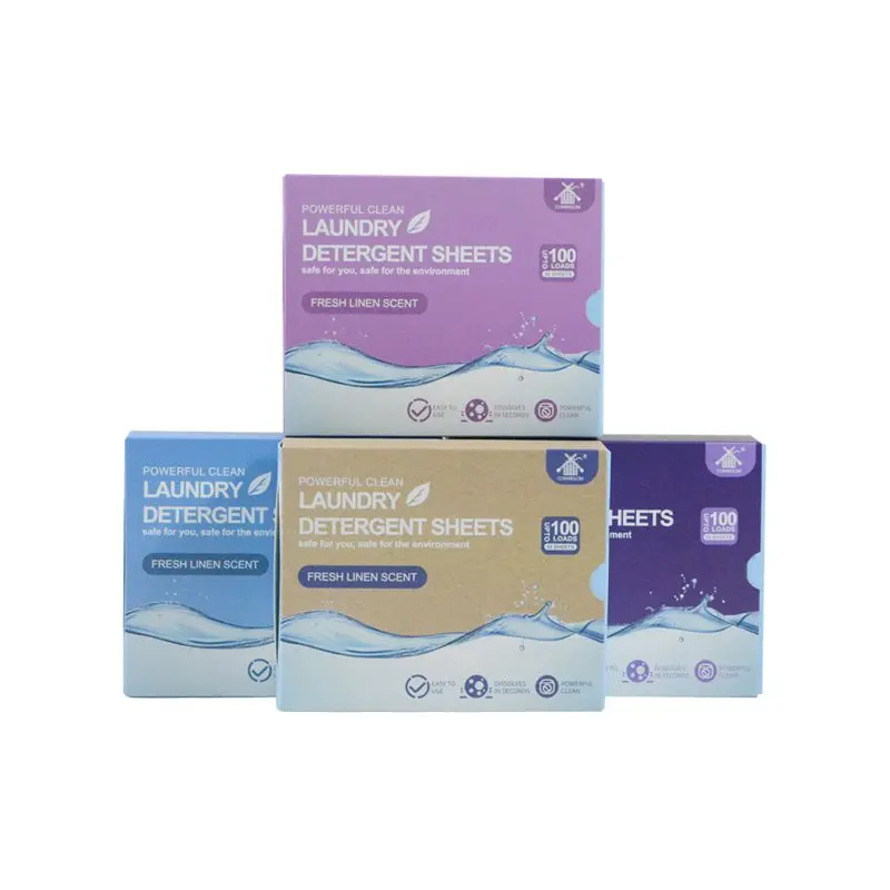 Professional manufacturer laundry detergent sheets Linen lavender ocean fragrance  natural formula eco laundry sheet