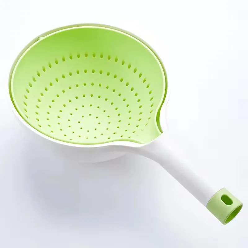 Rotatable Double Layers Vegetable Fruit Washing Kitchen Plastic Drain Basket