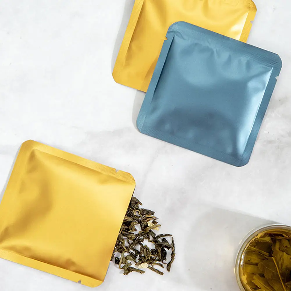 3-Side-Seal Sample Sachets For Packaging Tea Plastic Aluminum Foil Laminated Heat Seal Coffee Three Side Seal Bag Pouches