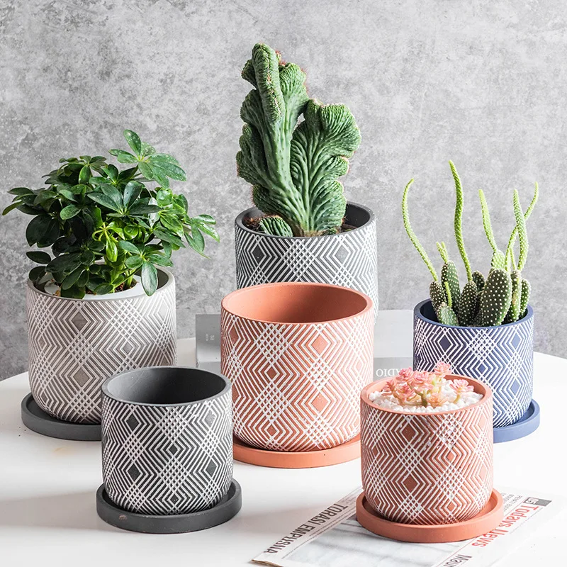 Trending products 2023 new arrivals home decor nordic concrete flower pot garden pots & planters for plants outdoor
