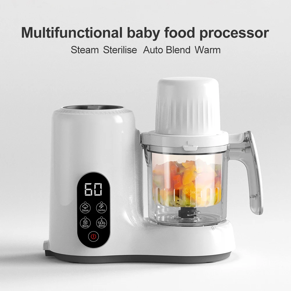 Baby Food Processor, 6 in 1 Puree Steamer and Blender 600mL Warmer Mills Machine, Self Cleans, Auto Cooking