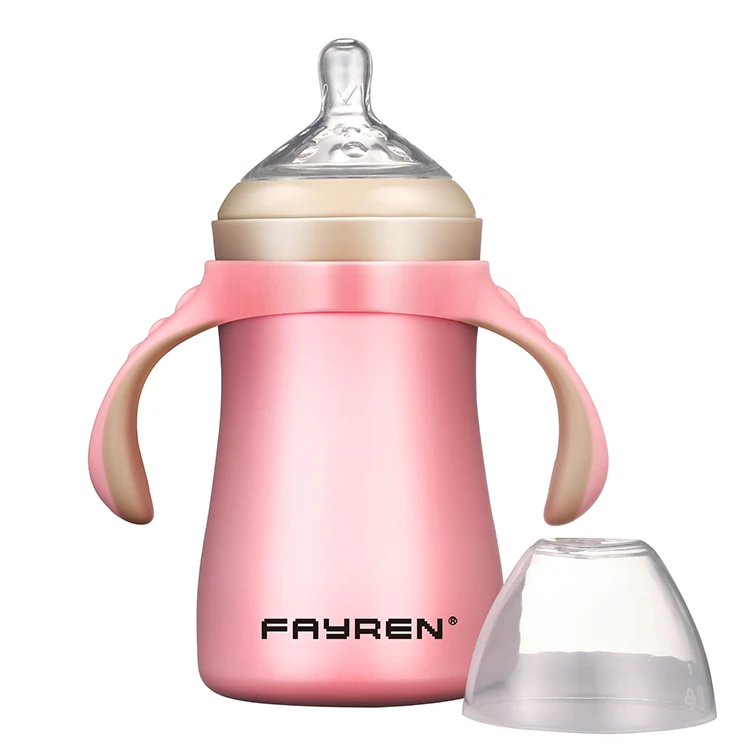fayren 316 stainless steel BPA free vacuum insulated  wide neck baby milk bottle with handle