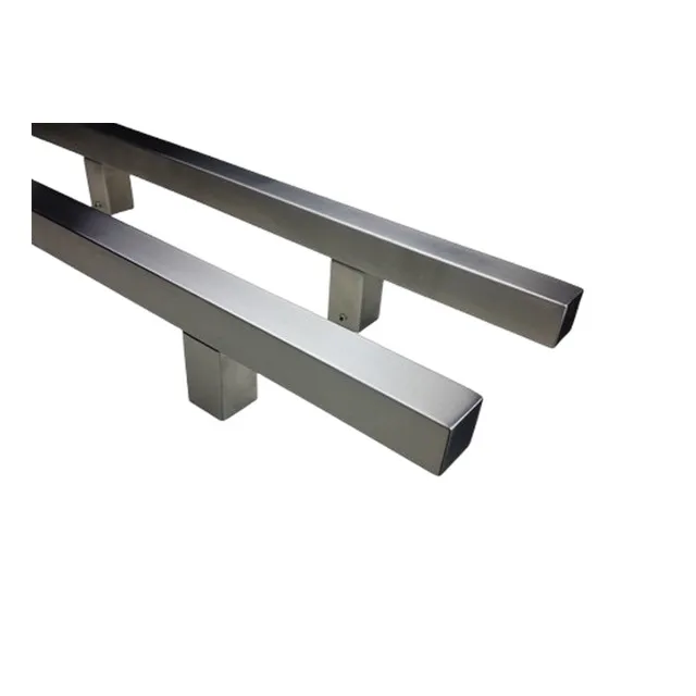 Square Black Entry Front Wooden Door Pull Handle Stainless Steel Glass Square Door Handle