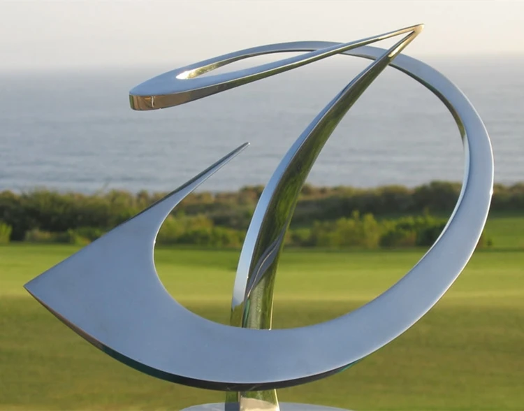 Outdoor garden courtyard contemporary metal art stainless steel  sculpture polished abstract sculpture