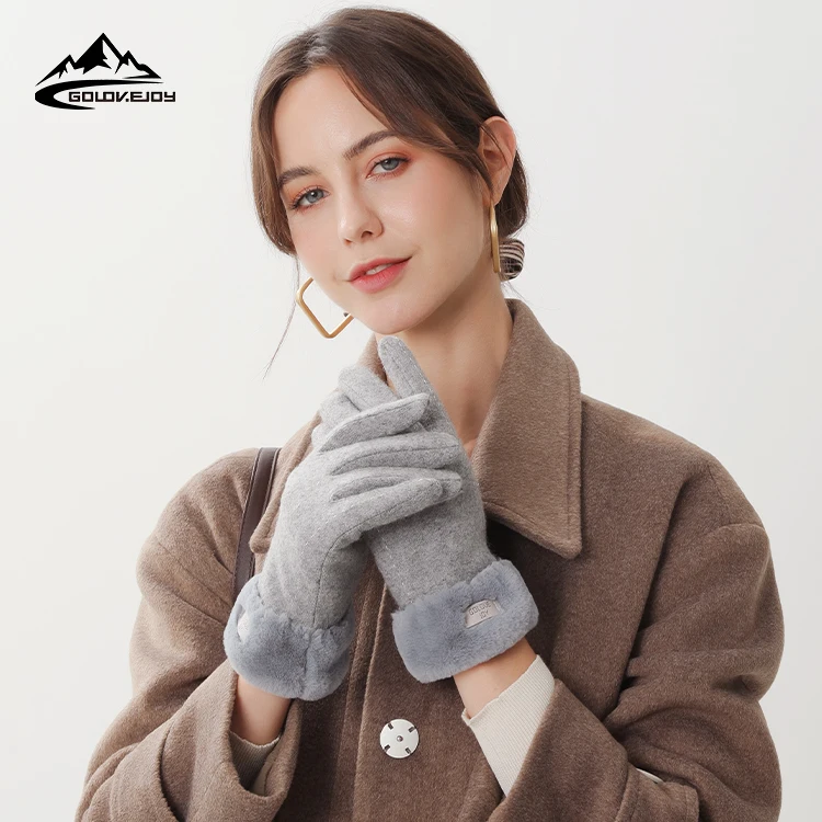GOLOVEJOY DY35 Wholesale Knitted Cashmere Gloves Women Mittens Warm Touch Screen Winter Cashmere Gloves