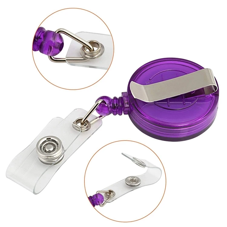 Round easy to pull buckle Reel Holder wholesale custom Sublimation Plastic Lanyards retractable Clip medical nurse id badge reel