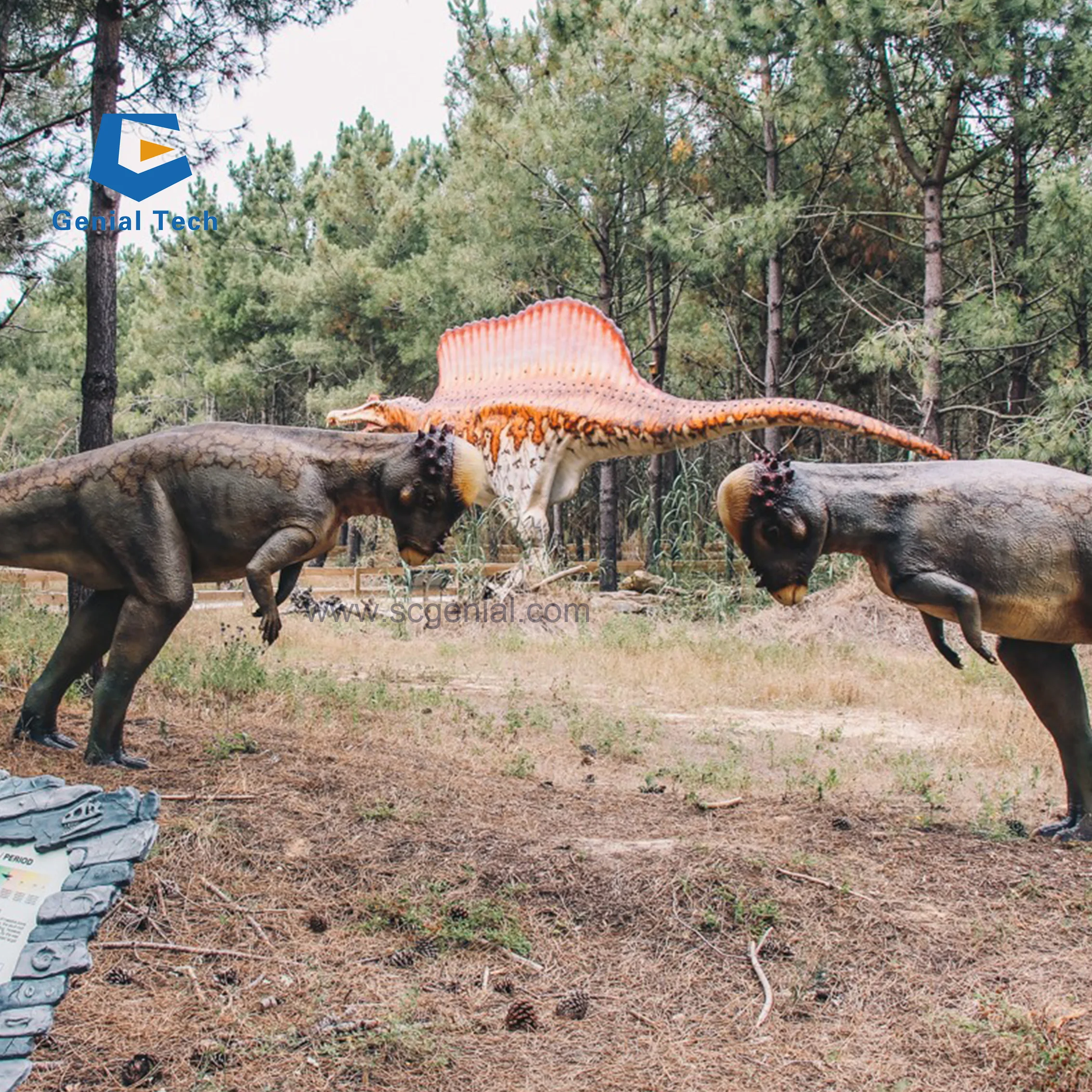 JN-Z24 Carnivorous Spinosaurus Dinosaur Big and Tall Metal and Resin Indoor Dinosaur for Shopping Mall and Airport