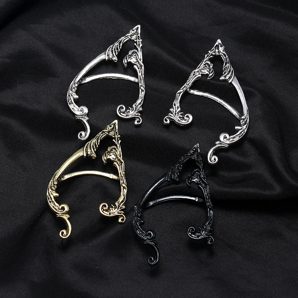 Punk Fairy Ear Cuff Earring Dark Elf Ear Clip No Piercing Earrings For Women Silver Color Goth Halloween Jewelry Party