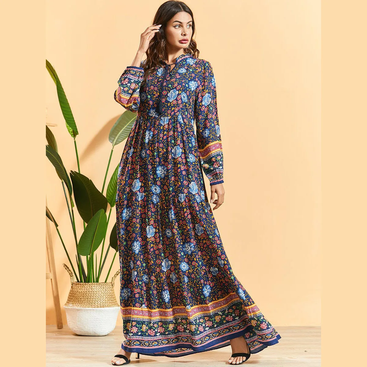 
Zakiyyah 9414 caftan dubai islamic clothing turkey turkish abaya arabic muslim long sleeve abaya Malay women dress kaftan 