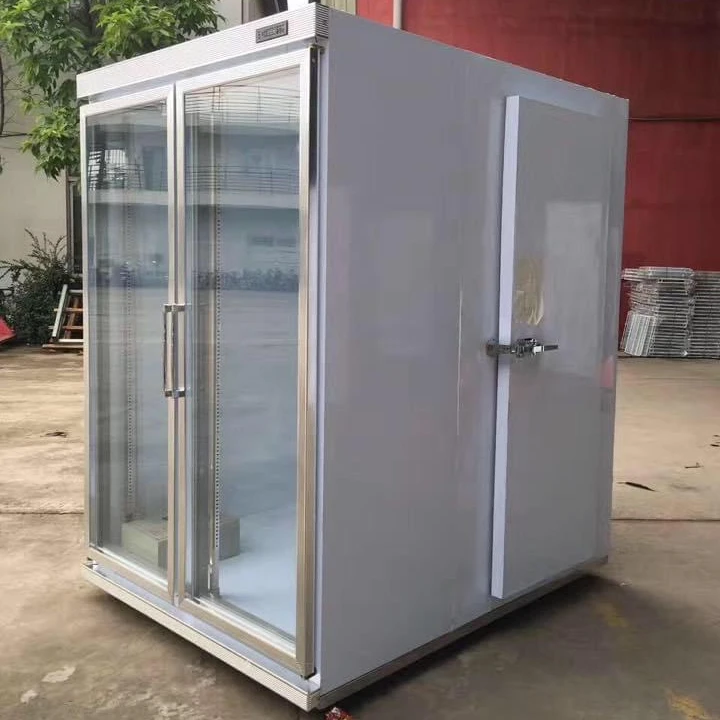 Upright Commercial Refrigerator Supermarket Vegetable Fruit Display Chiller with Glass Doors Equipped with automatic slide rack