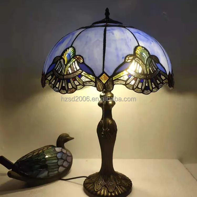 Living Room Bed Room Coffee House Hand-crafted Hot Bending Tiffany Antique  Stained Art Glass Table lamp 16'