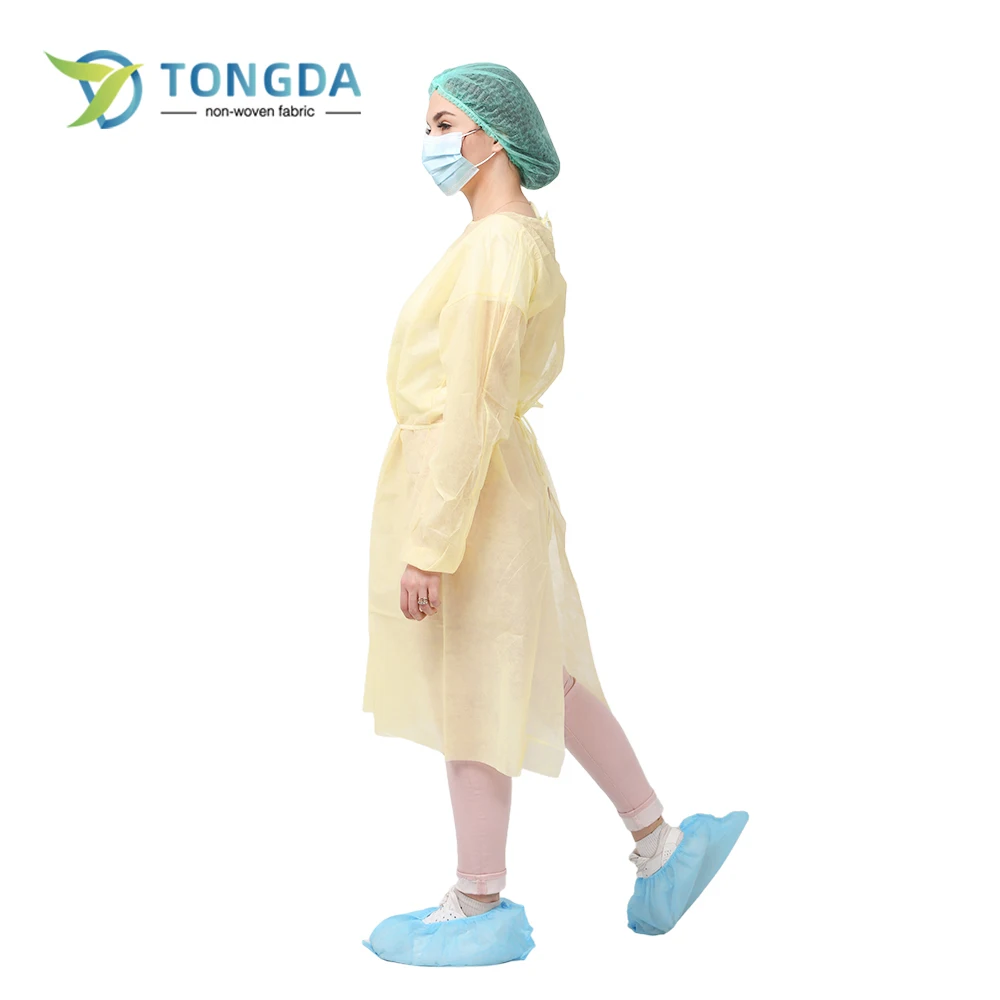 Elastic cuff disposable surgical non woven patient gown with short sleeve