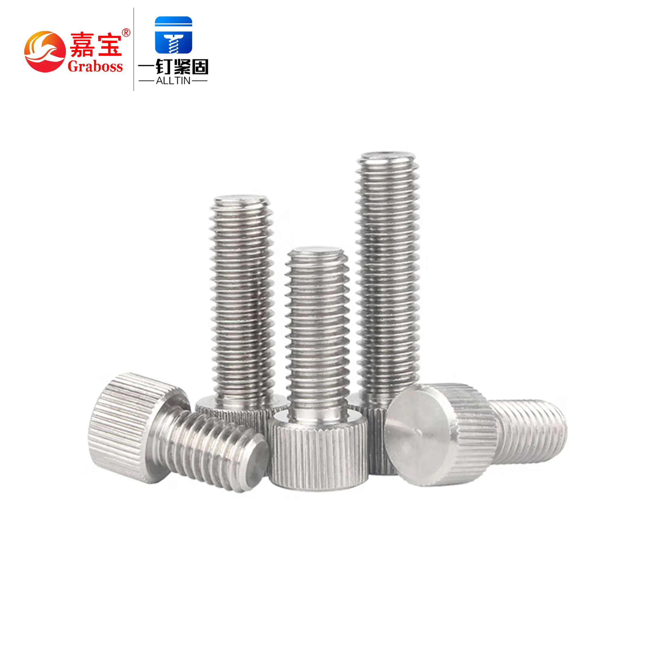 China Fastener Manufacturing 304/316 Stainless Steel Flat Head Knurled Thumb Screws M2-M6 Computer Fan Screw
