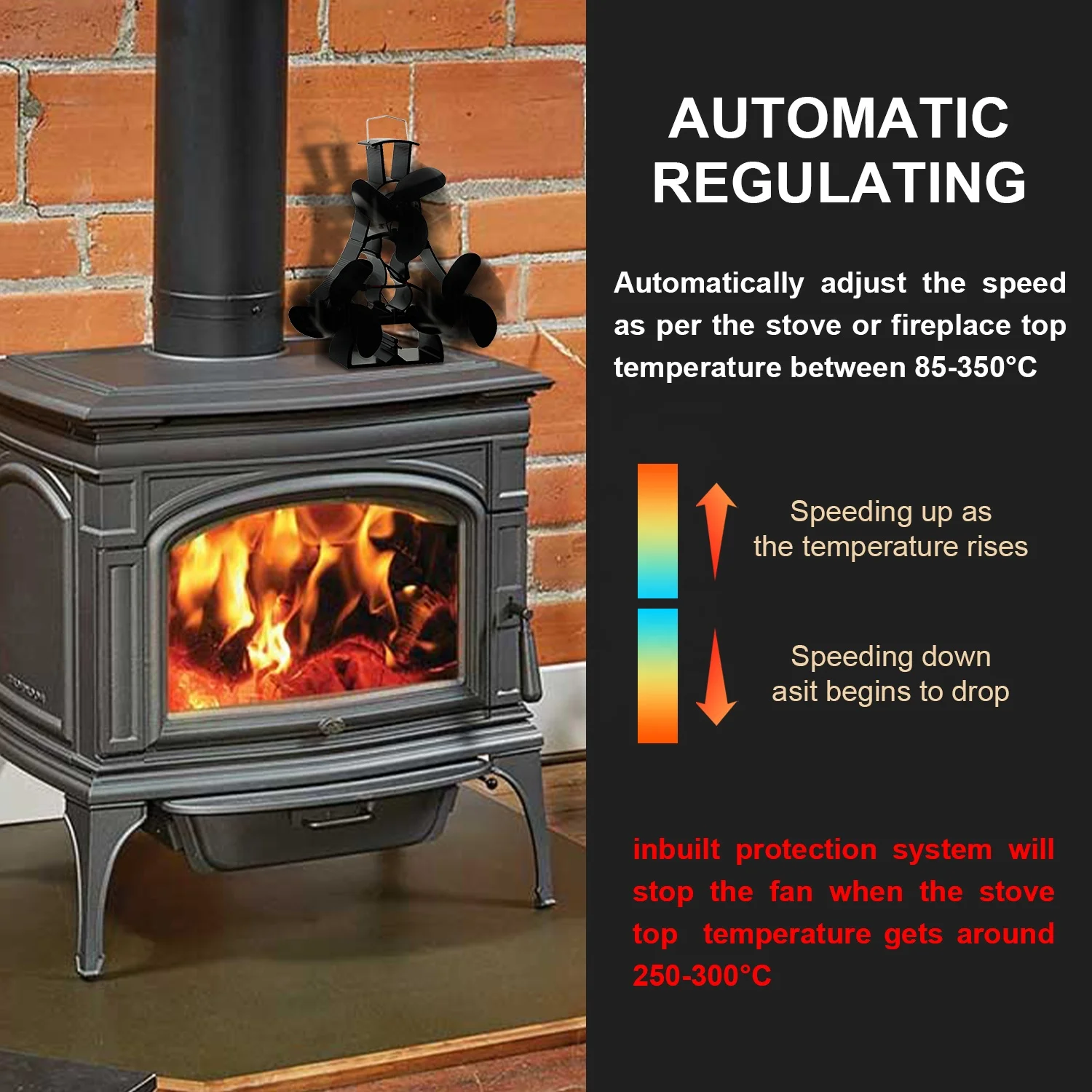 New design More Blades  Smart Eco Stove Fan Heat Powered Stove Top Fan For Wood Stove