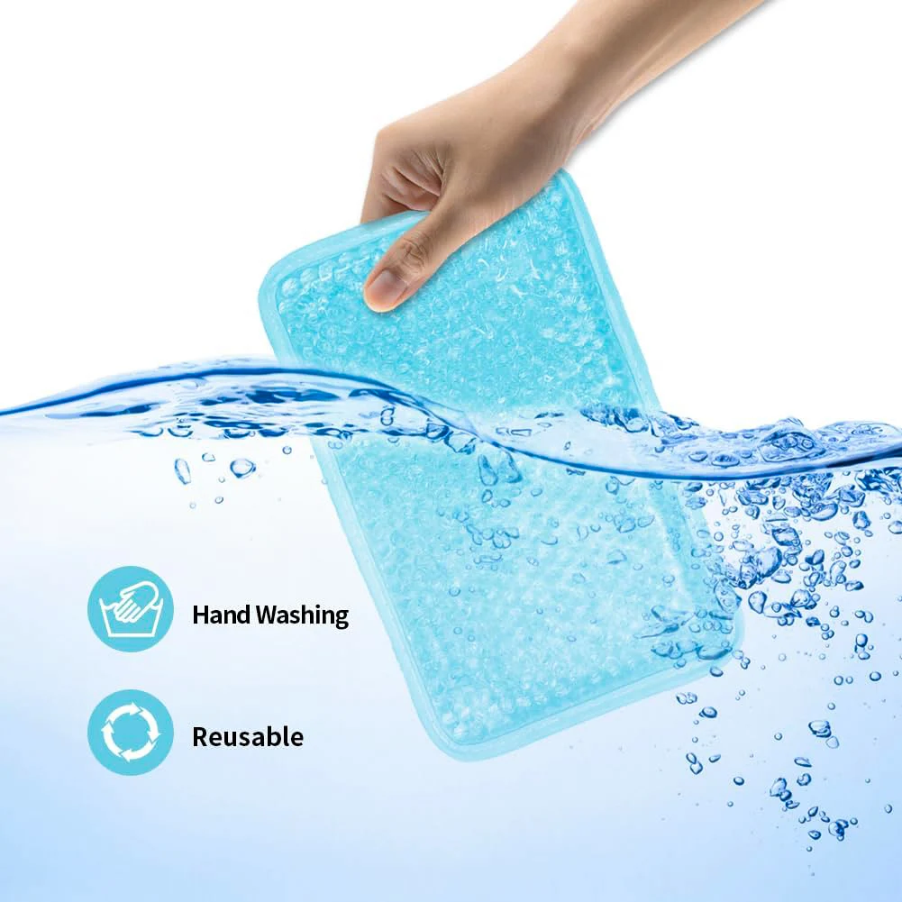 Reusable Hot and Cold Therapy Gel Beads Ice Pack for Body Pain Relief Cooling Bag with Plush Back Elastic Cord