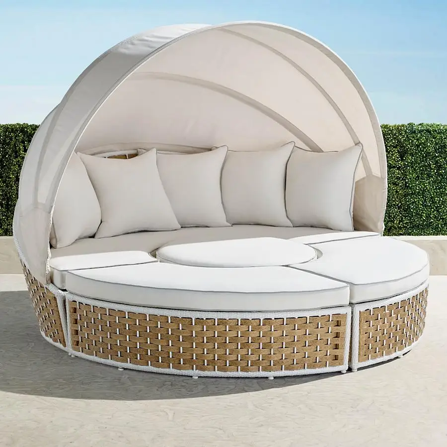 SUNLINK Garden Outdoor Furniture Lounge Day Bed Aluminum Round Gazebo Sofa bed Sunbed for Hotel
