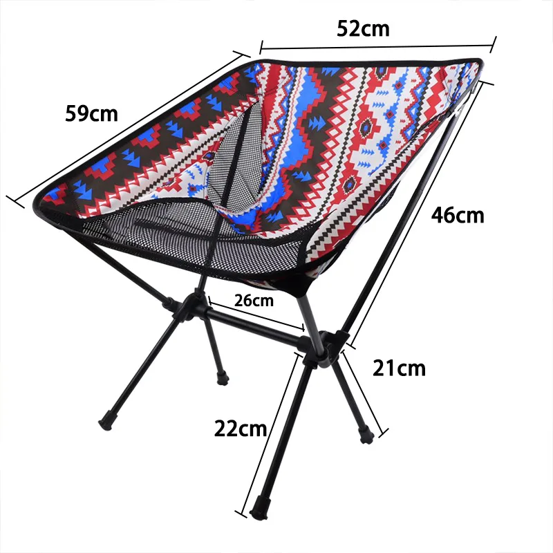 Outdoor portable folding back  camping fishing chair moon chair color ethnic beach chair plus long style
