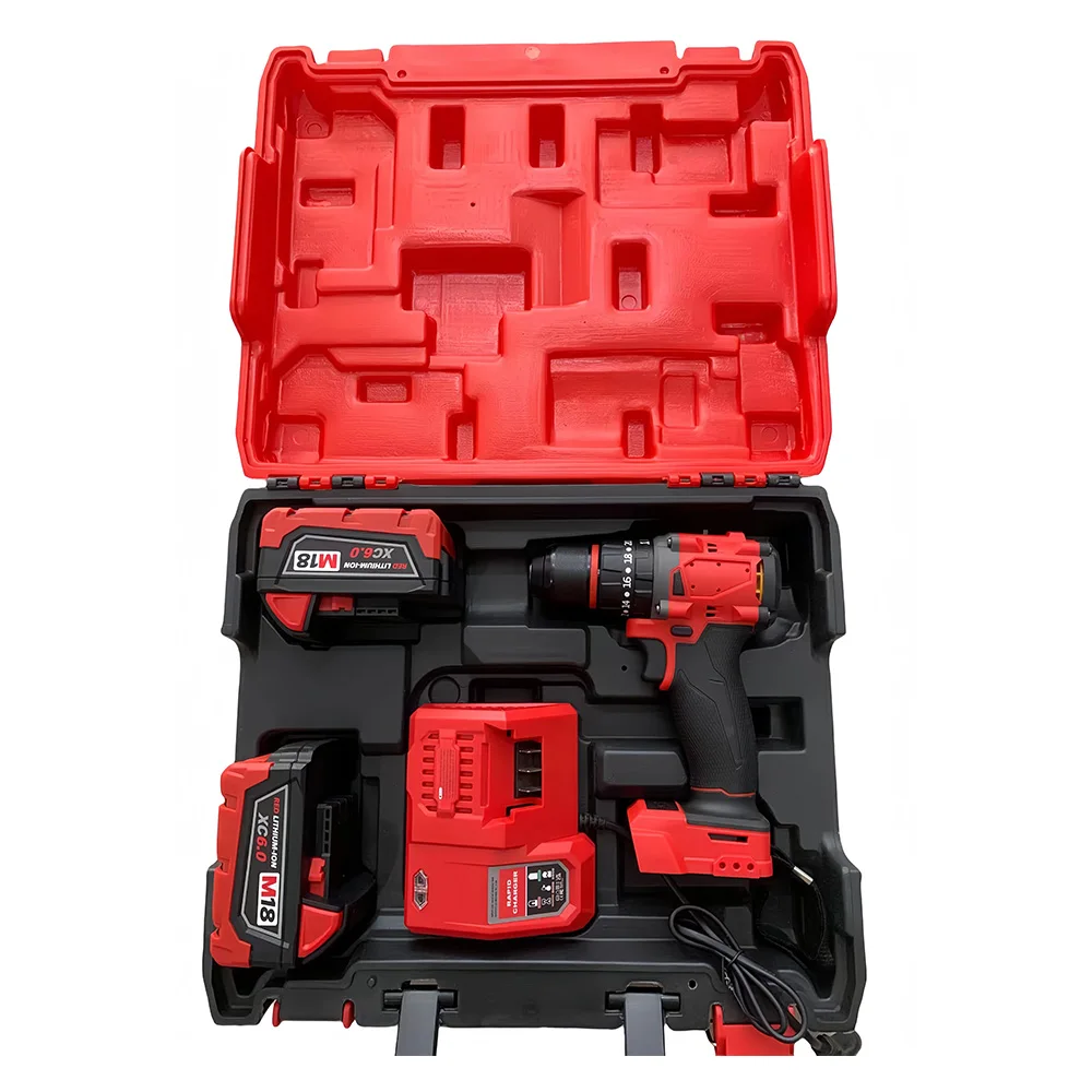 20V MAX Lithium Cordless Electric  Drill Set Power Drill Kit with Battery and Charger Red Color For DIY Project