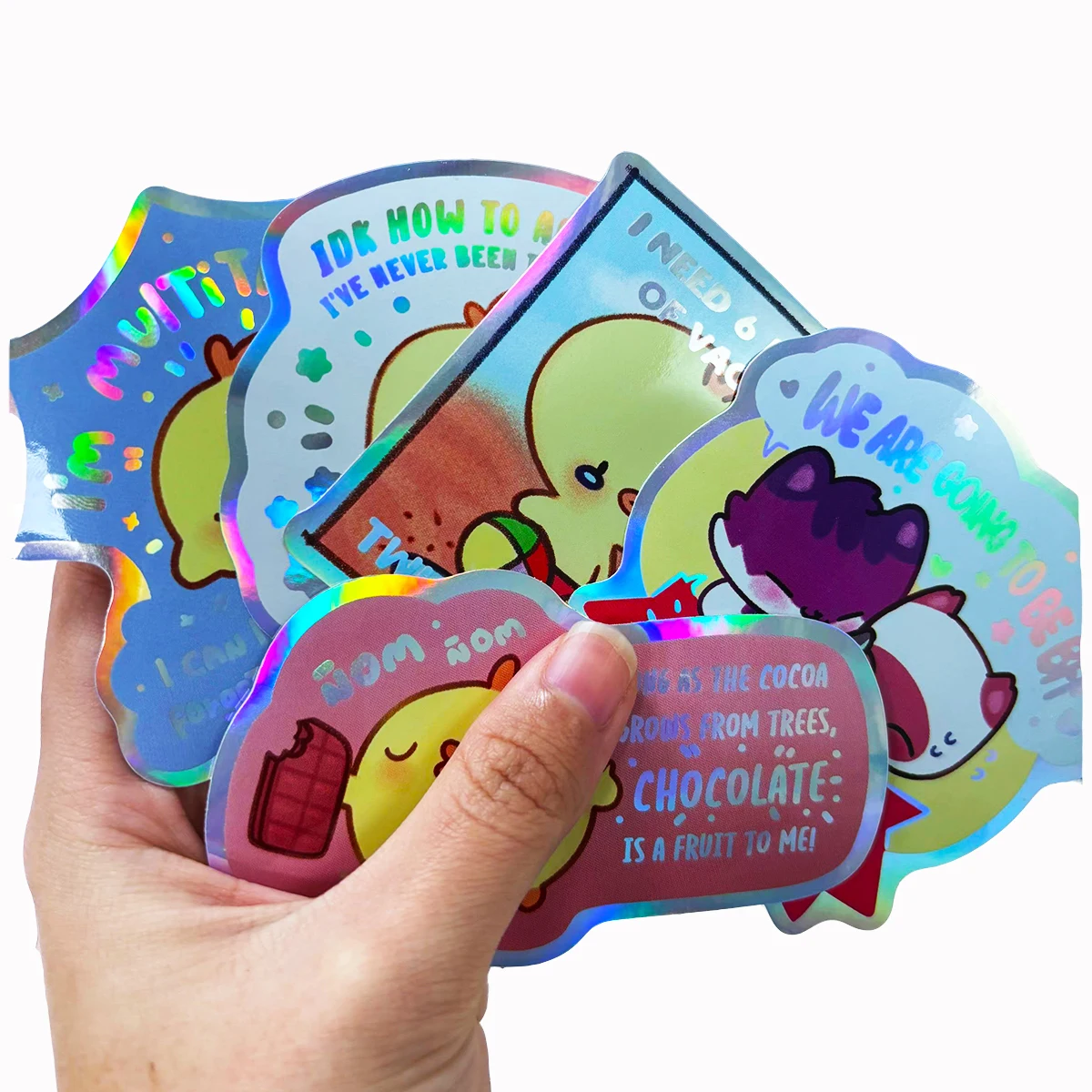 holographic die cut sticker custom Rainbow cartoon Die Cut waterproof Hologram sticker anime decorative stickers