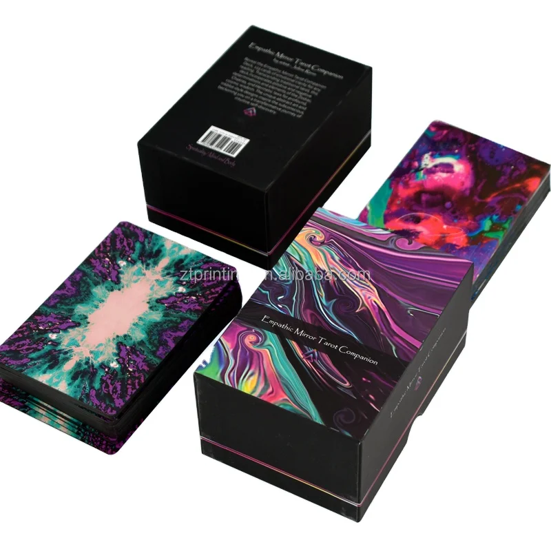 2024 Oracle Playing Wholesale Game Customized Flash Decks Daily Positive Affirmation Guidebook Gold Edge Tarot Cards
