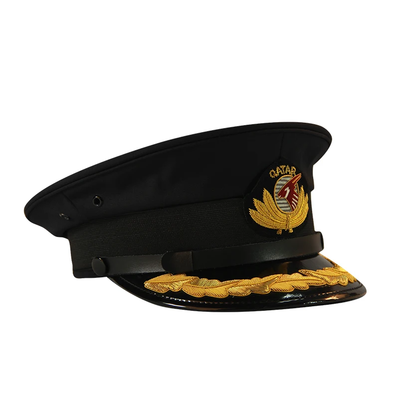 Factory wholesale ceremonial army officer hat  yellow colour military officer peaked hat