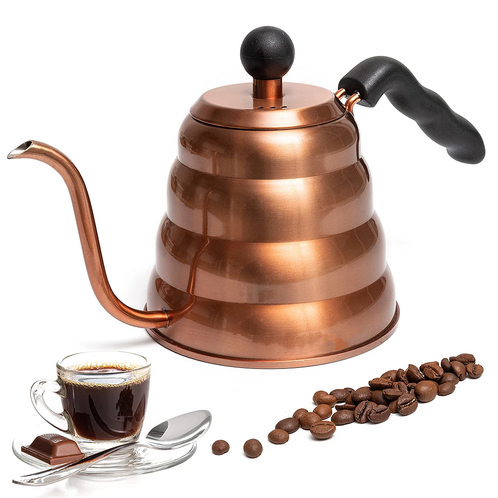 Wholesale 1.2L Stainless Steel Gold Color Coating Gooseneck Coffee Pot Pour Over Coffee Kettle