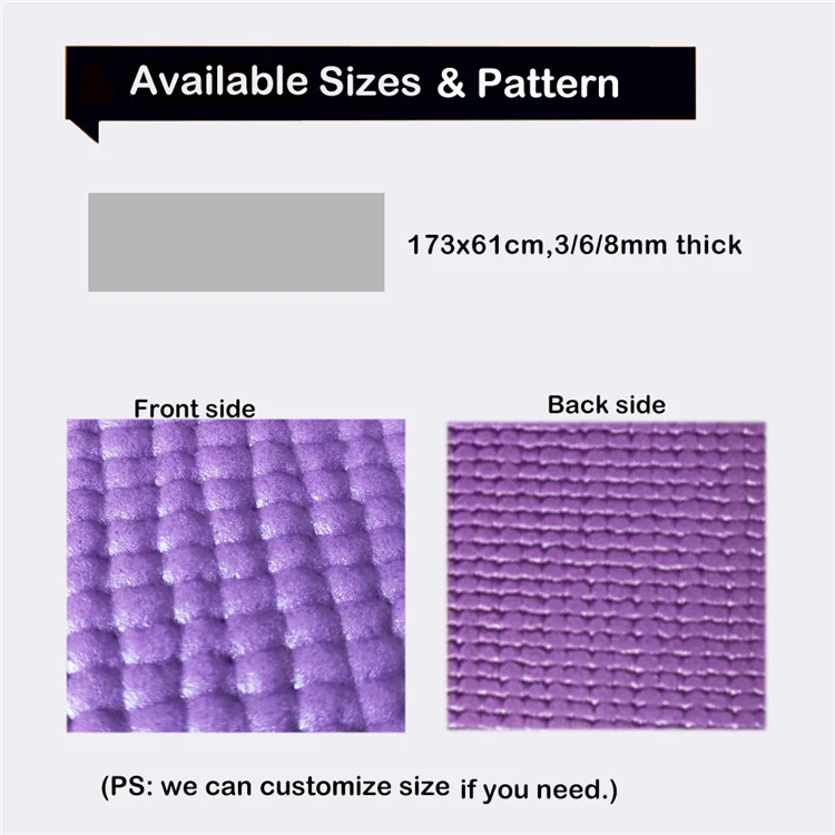 173*61cm classic exercise pilates mat customizable logo pvc yoga mat 4mm 6mm 8mm