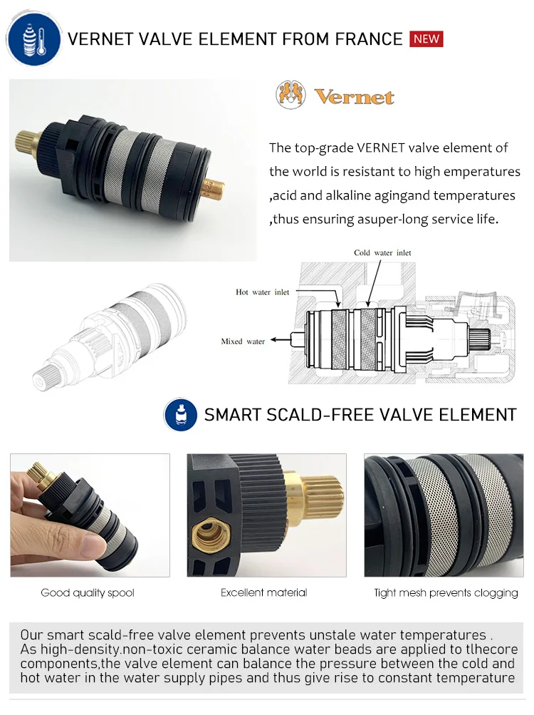 wholesale high quality Chrome square rain smart thermostatic concealed shower mixer valve