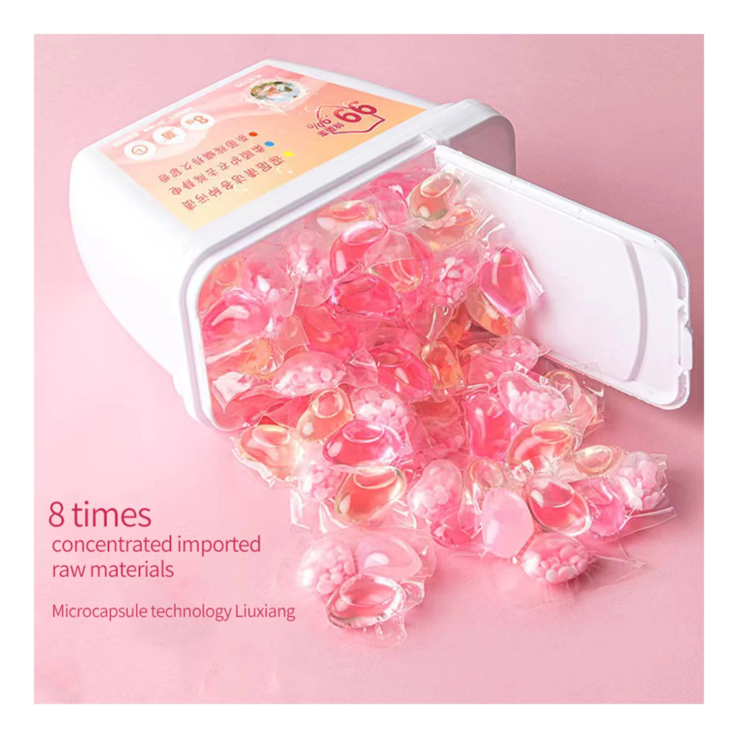 OEM 3in1 Clothes Washing Apparel Detergent Pods Liquid Laundry Soap Capsules Pink Laundry Drops
