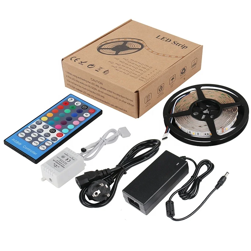 SMD5050 RGB+W Smart LED Light Strip DC24V RGBW LED Strips Kit With LED Controller Adapter For Home Lighting