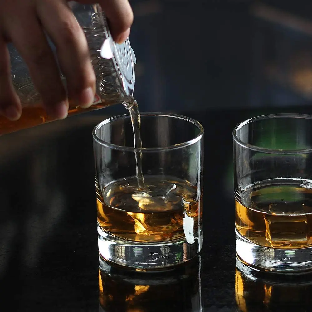 
Whiskey Glasses Set of 2Premium Glasses Bourbon Glasses for Cocktails,Rock Style Old Fashioned Drinking Glassware Perfect 