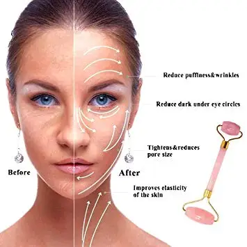 New arrival rose gold quartz Crystal jade Roller with zinc alloy frame