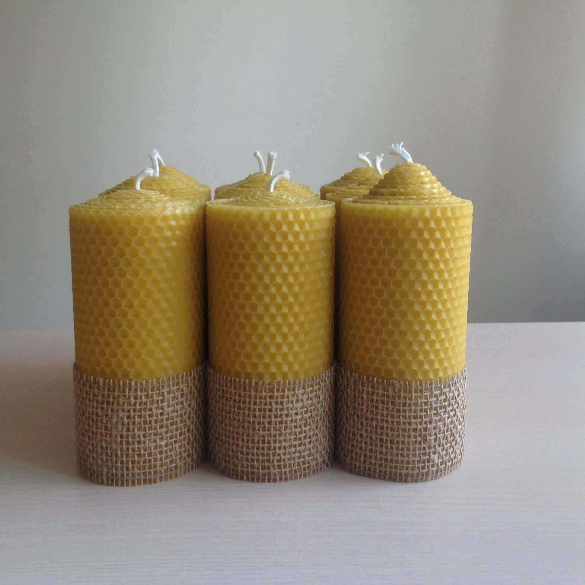 Hand rolled natural environment protection beeswax pillar candle