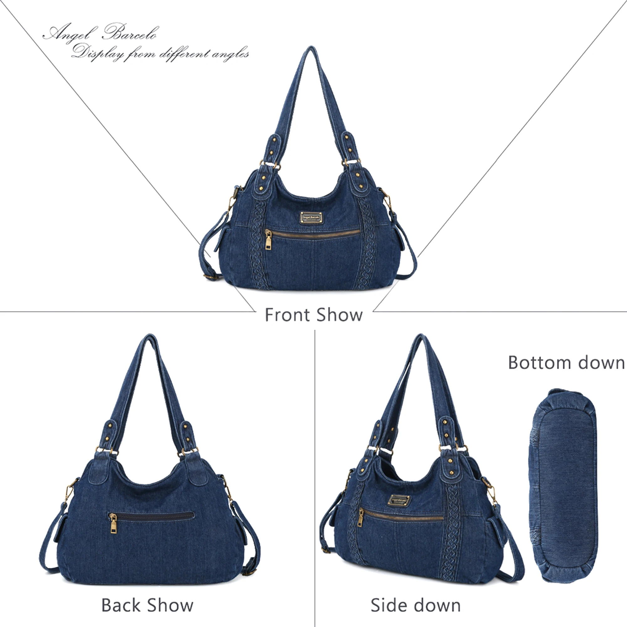 Angel kiss custom brands female big shoulder bag blue canvas tote bags jeans luxury handbags for women 2022