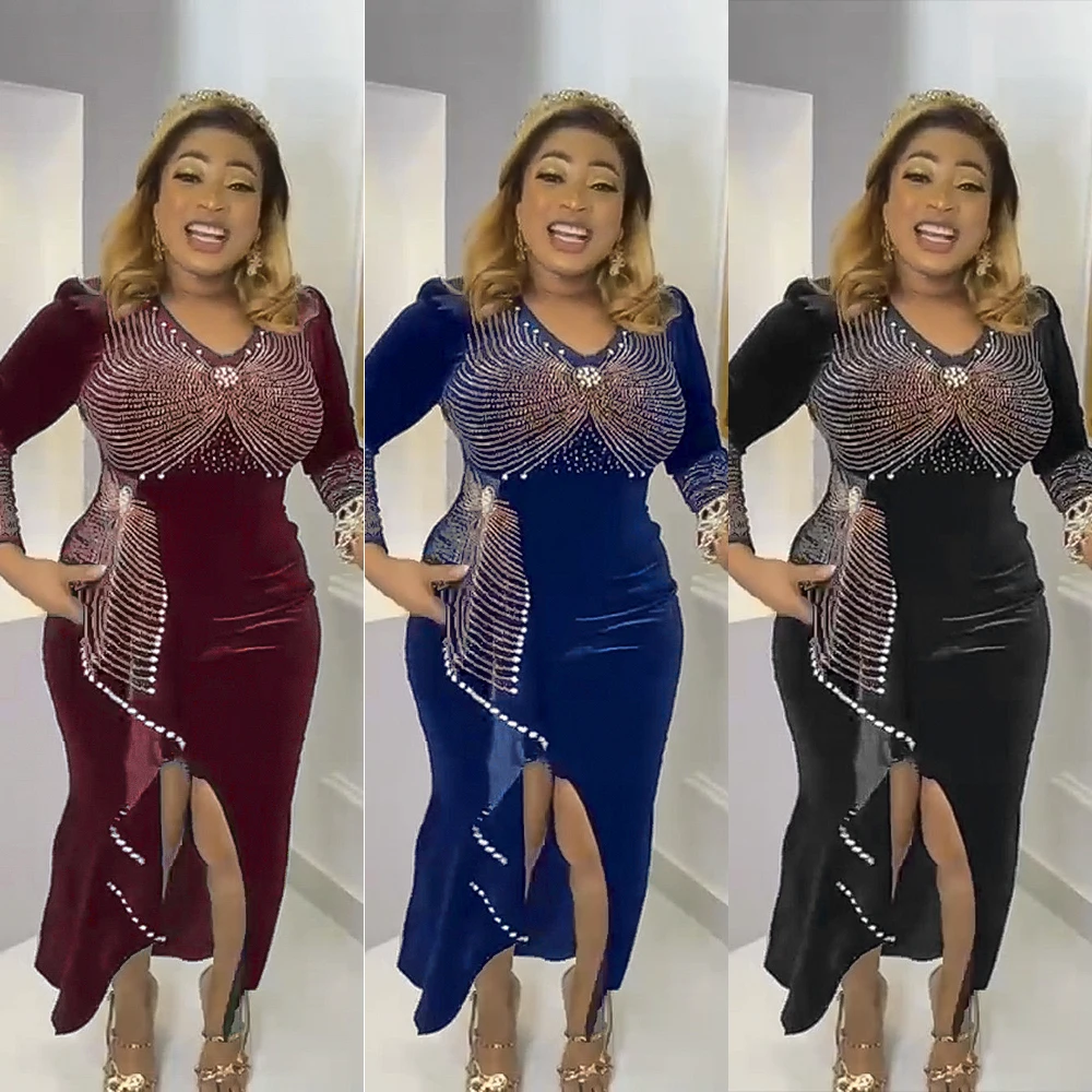 H & D Velvet Dress Luxury Evening Dress Long Dress for Party and Wedding